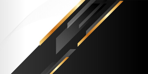 Abstract geometric shape black and gold background with smooth gradient