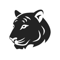 Obraz premium Tiger head icon silhouette front view. Vector logo tiger head Illustration isolated on white background