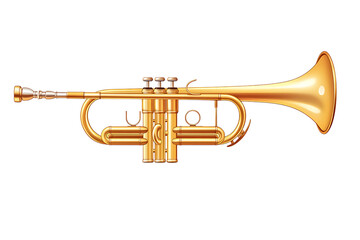 Obraz premium Golden Trumpet on Transparent Background, High-Quality Musical Instrument for Professional Use