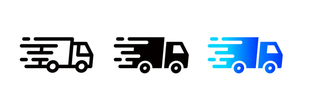 Fast delivery truck, delivery and transportation icon
