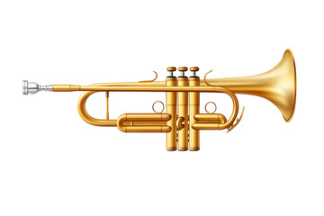 Obraz premium Golden Trumpet on Transparent Background, High-Quality Musical Instrument for Professional Use