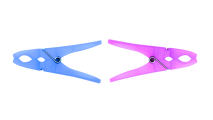 Opposing Blue and Pink Plastic Clothespins Symbolizing Partnership or Contrast