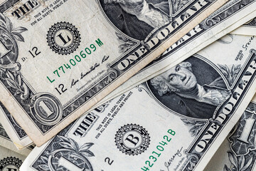American one dollar banknotes wallpaper. Close up of money. Wealth concept, free trade, business concept background.
close up of one dollar bills.
