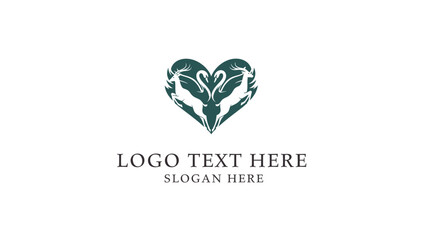 Elegant heart-shaped logo featuring two swans and two deer facing each other, symbolizing love and nature. © morph