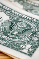 American one dollar banknotes wallpaper. Close up of money. Wealth concept, free trade, business concept background.
close up of one dollar bills.