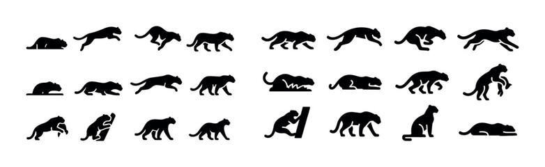 Silhouette evolution of a cheetah's movement in stages