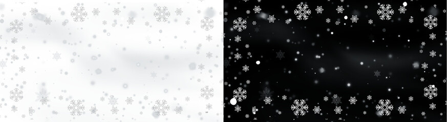 PNG image of Falling white snowflakes and bokeh lights create a beautiful seasonal winter holiday frame on transparent background