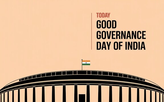 Clean typography poster announcing Good Governance Day of India.