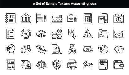Tax and Accounting Icons Set finance money