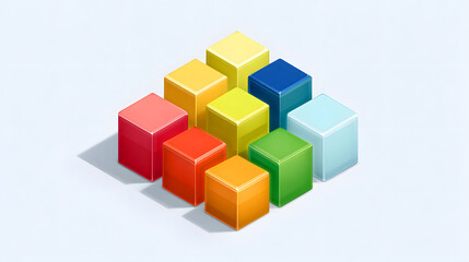 Obraz premium Colorful Cubes in 3D Pyramid Formation