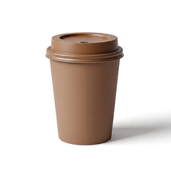 Brown paper coffee cup isolated white.