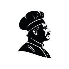chef silhouette logo vector line art logo design