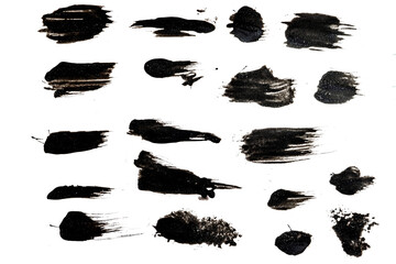 Big collection of black paint, ink brush strokes, brushes, lines, grungy. Dirty artistic design...