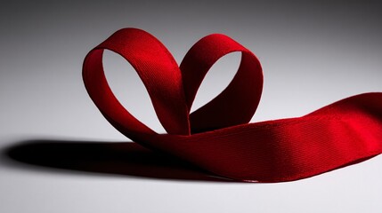 red tie heart love illustration isolated on white background soft lighting An artistic illustration of a red tie shaped into a heart, enhanced with soft lighting to create warmth and emotional 