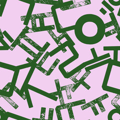 Korean Hangul letters seamless vector pattern for textile and fashion design