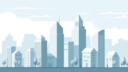 Fototapeta premium Modern Minimal Cityscape Illustration with Empty Urban Street