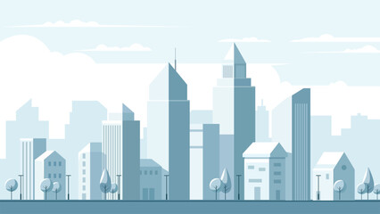 Fototapeta premium Modern Minimal Cityscape Illustration with Empty Urban Street