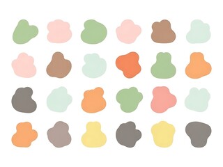 Colorful Paint Blobs on White Background