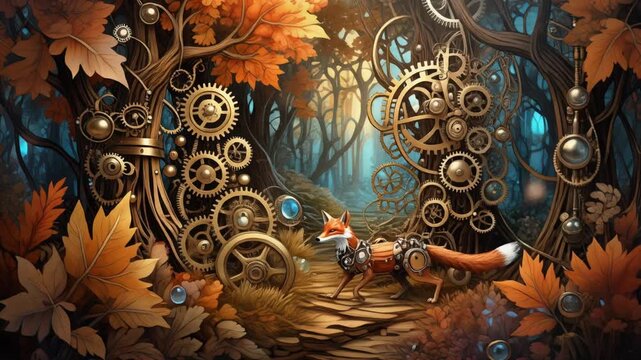 Mechanical Fox in Steampunk Clockwork Forest &ndash; Autumn Fantasy Scene
Mechanical Fox in Steampunk Clockwork Forest &ndash; Autumn Fantasy Scene

