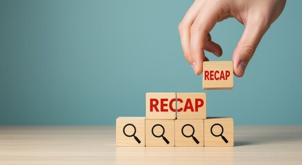 Hand placing recap block on top of stack