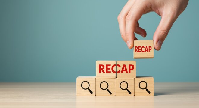 Hand placing recap block on top of stack