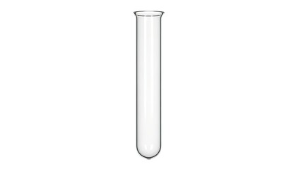 Empty clear glass test tube for scientific laboratory experiments medical research isolated on white background