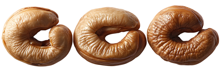 Round light brown food items on transparent background