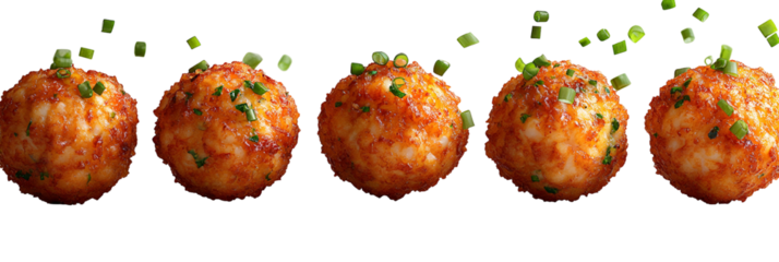 Row of brown food items against transparent background