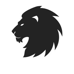Lion head icon silhouette front view. Vector logo lion head Illustration  isolated on white background