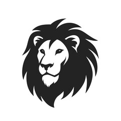 Fototapeta premium Lion head icon silhouette front view. Vector logo lion head Illustration isolated on white background