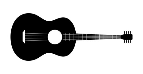 Acoustic Guitar Icon Isolated on White Background. Musical Instrument Symbol. Vector Illustration