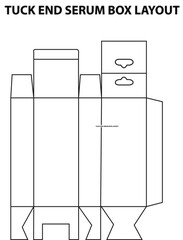 Product packaging box dieline template with transparent window cut and fold lines for retail display design isolated vector