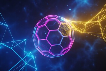 3D rendering of a molecular structure with glowing connections