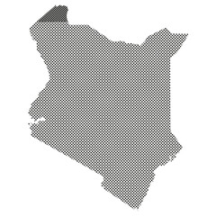 Kenya map silhouette with dotted halftone pattern graphic illustration