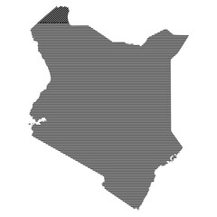 Kenya map silhouette with horizontal lines pattern graphic illustration