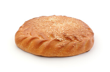 Round closed pie isolated on white.