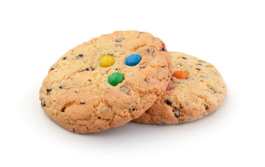 Round delicious cookies isolated on white.