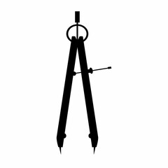 Drawing Compass Silhouette. Flat Image