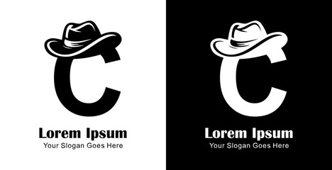 Fototapeta premium C letter logo design combined with a cowboy hat