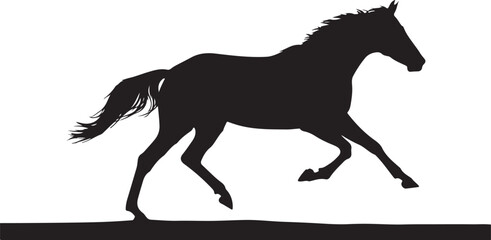 Obraz premium Running Horse Silhouette Vector Illustration – Black Stallion Animal Logo Isolated on White Background.