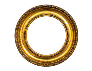 Ornate golden circular frame with textured details