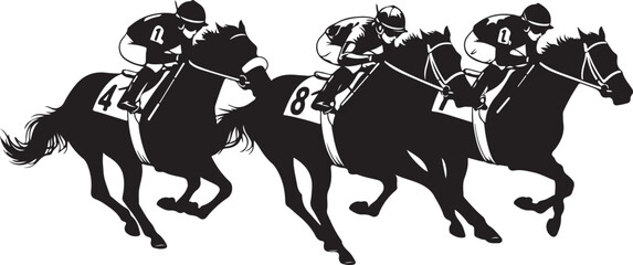 Running Horse Silhouette Illustration – Powerful Wild Stallion Black Vector, Equestrian Animal Logo, Racing Horse Clipart.
