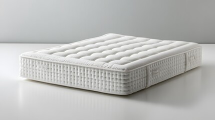 Fototapeta premium Luxury White Mattress with Quilted Top and Side Detail.