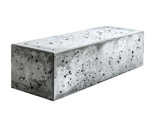 Rough, gray concrete block, speckled with dark, gritty inclusions