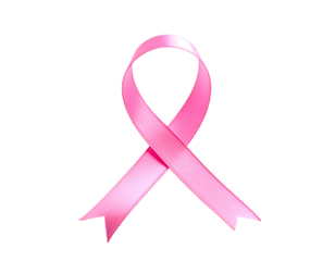 Satin pink ribbon on a stark black background, a symbol of hope