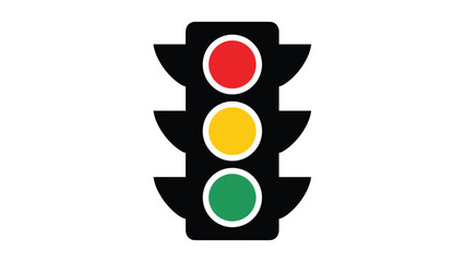 Traffic light with red yellow and green lights on black background, Generative AI.