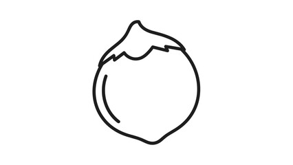 Simple line drawing of a nut with shell, Generative AI.