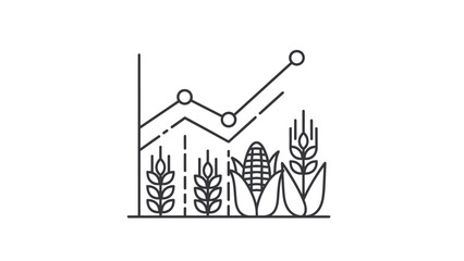 Agricultural growth and productivity graph with plants and corn, Generative AI.