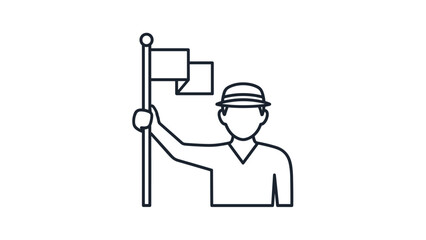 Man holding flag in hand with blank sign for messages, Generative AI.