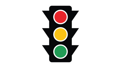 Traffic light with red yellow and green lights on black background, Generative AI.